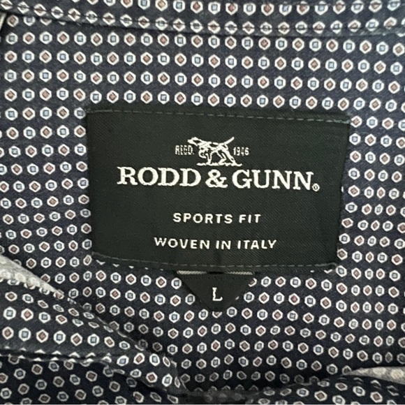 Rodd & Gunn Long Sleeve Button Up Shirt Mens L Sport Fit Blue Geometric EUC - Picture 5 of 7